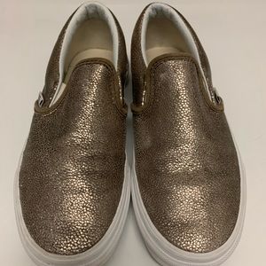 VANS size 6.5 Women's silver/gold metallic slip-on